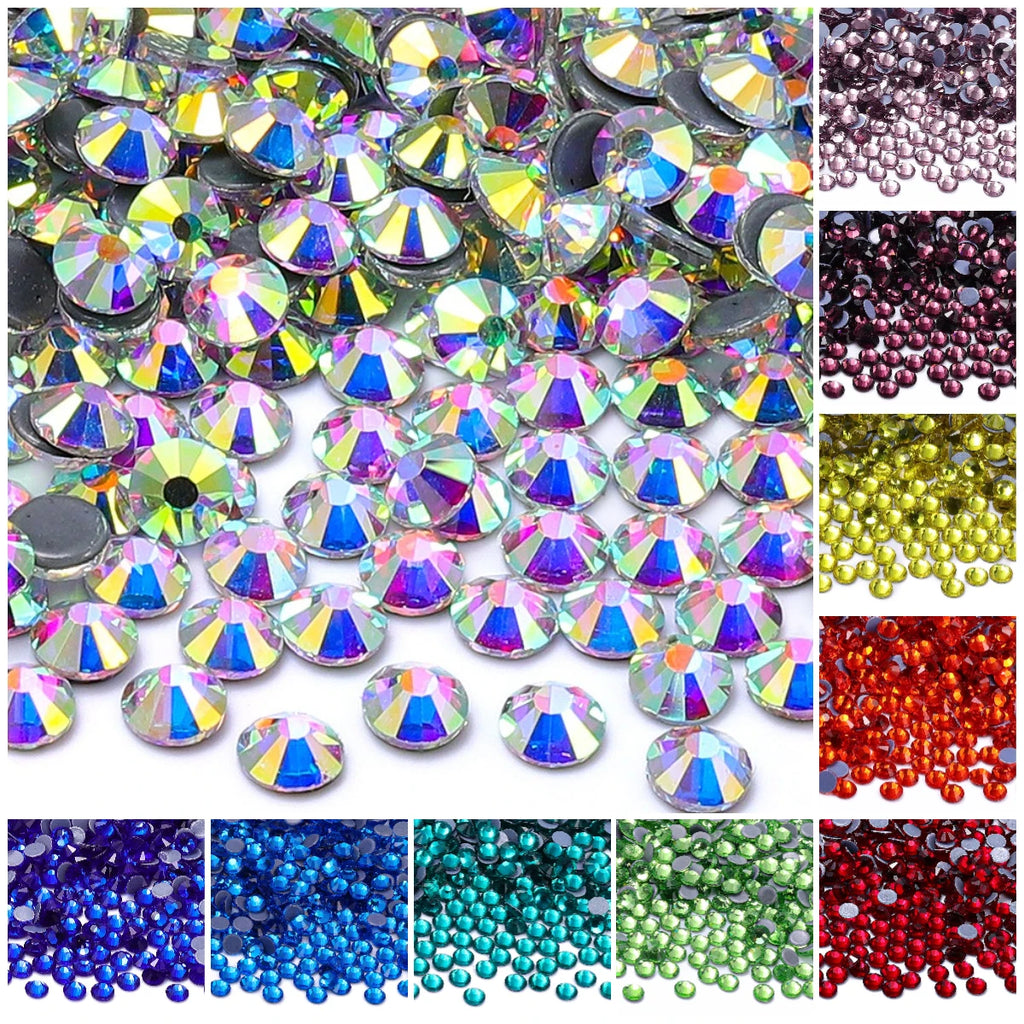 Ready Stock Flat Back Hotfix Glass Crystal Rhinestone Round Hotfix Crystal Stone Girls Love Bling Bling for Clothing Accessories