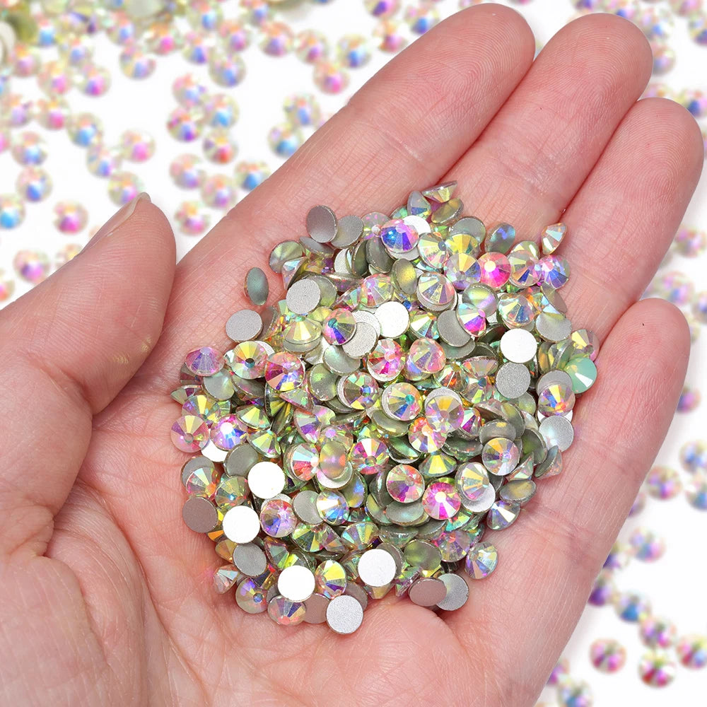 SS6-SS30 Wholesale Small Bag Non Hotfix Glue on 4A+ Quality Rhinestones Glass Crystal Flatback Regular Cut for Nail Art