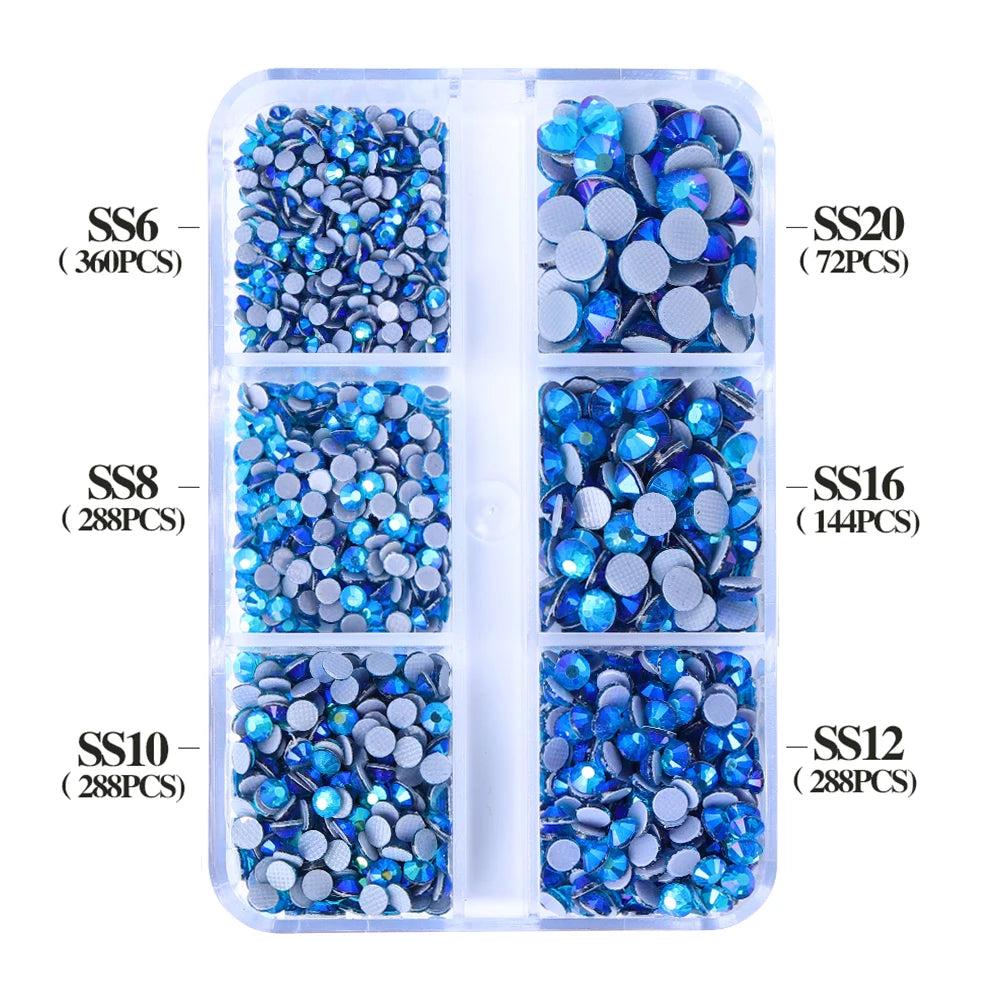 Wholesale SS6 SS10 SS16 SS20 SS30 6 Grid Mix Size Clear AB Rhinestone Hotfix Rhinestones for Costumes