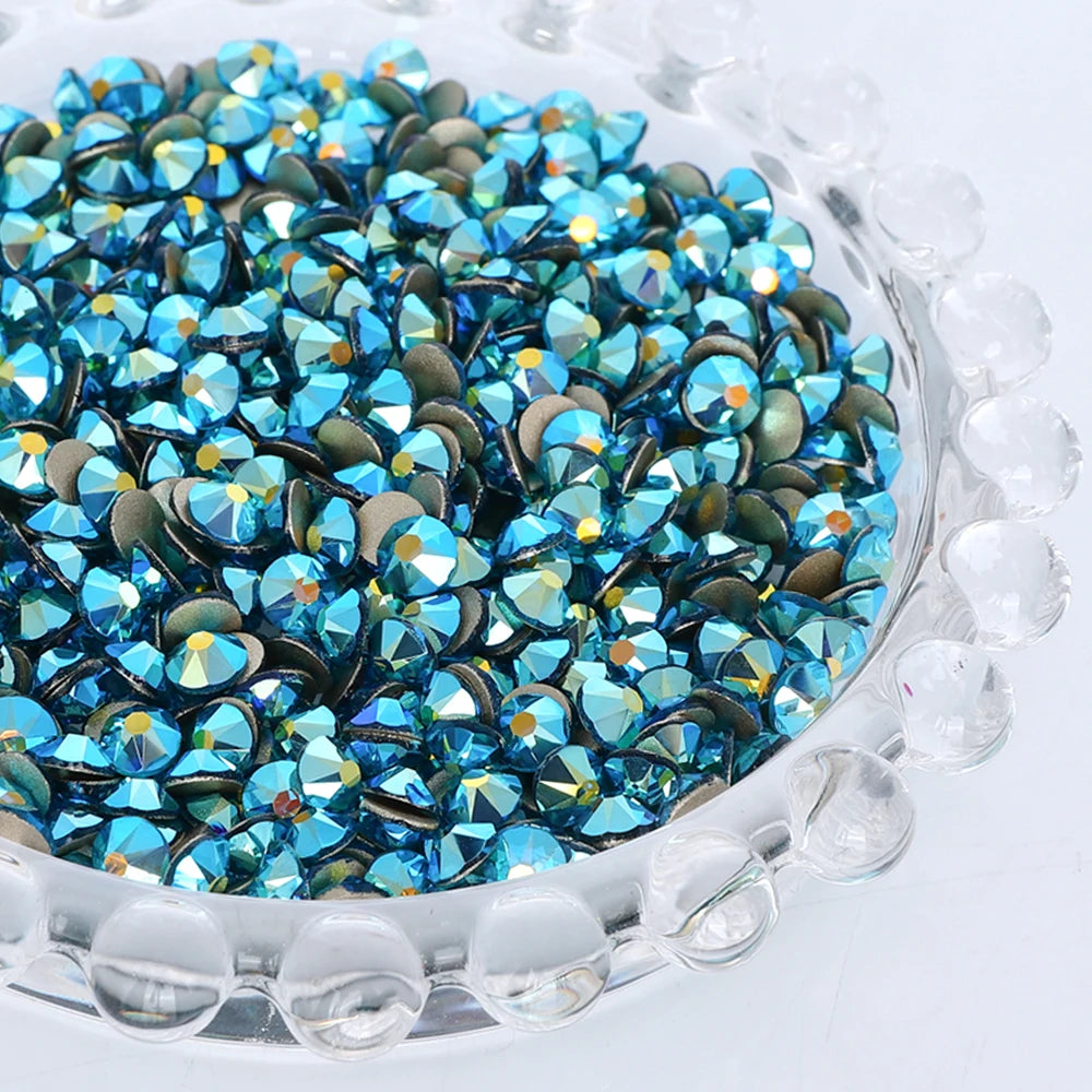 SS10-SS40 Colorful Non Hotfix Rhinestones Golden Base Flat Back Bling Glitter Glass Stones Crystal Strass Diamond for Nail