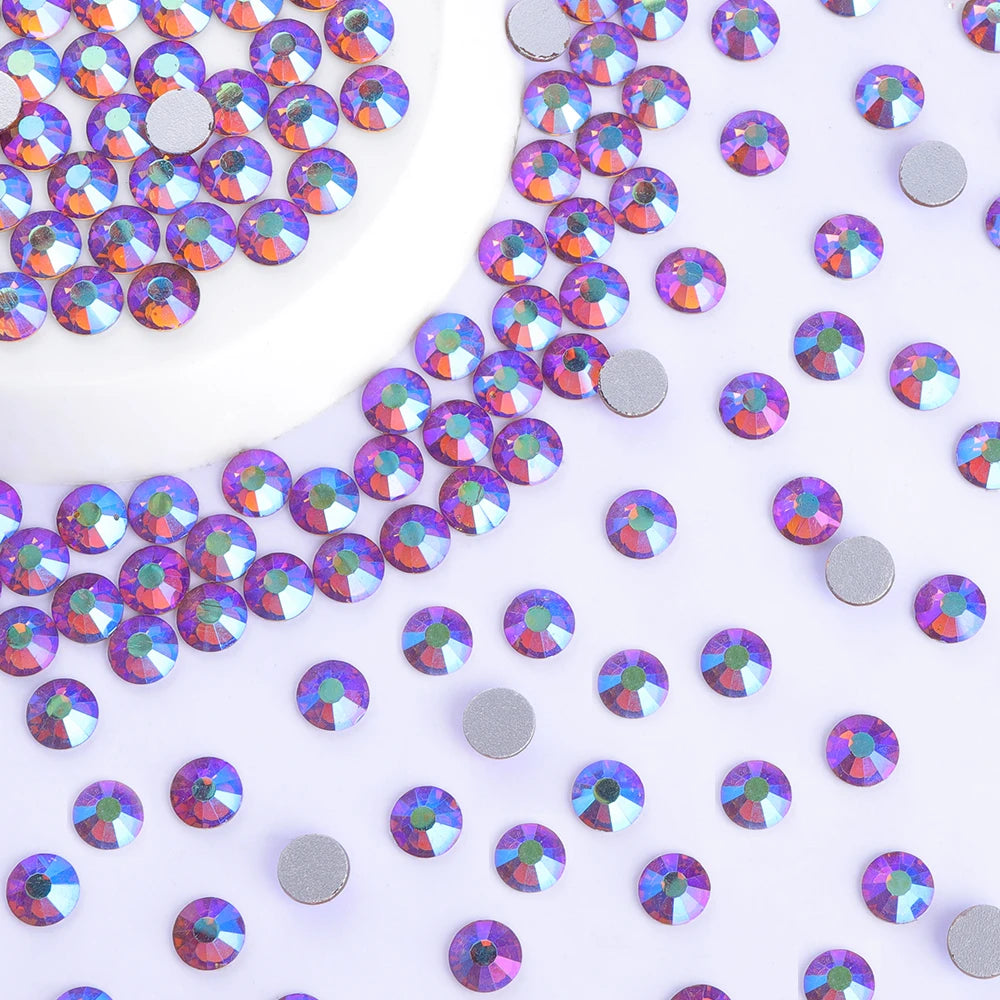 QIYI Wholesale 14400pcs Bulk Package Flatback Rhinestones Glitter Bling Glue on Luminous Rhinestones for Accessories