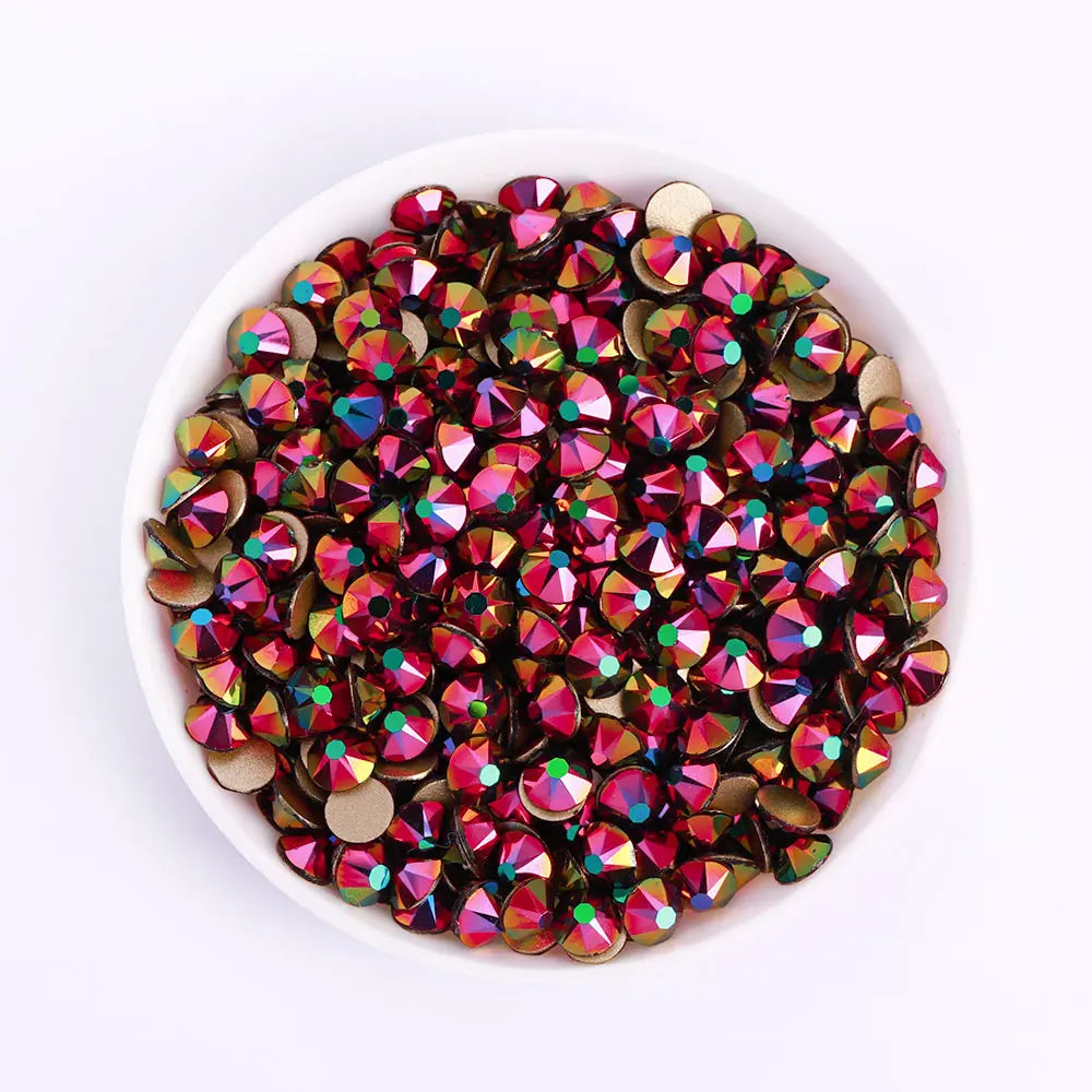 QIYI Wholesale Non Hotfix 16 Cut Facets Glass Rhinestone Trim Rainbow Rose Gold Stones for Jewellery Making