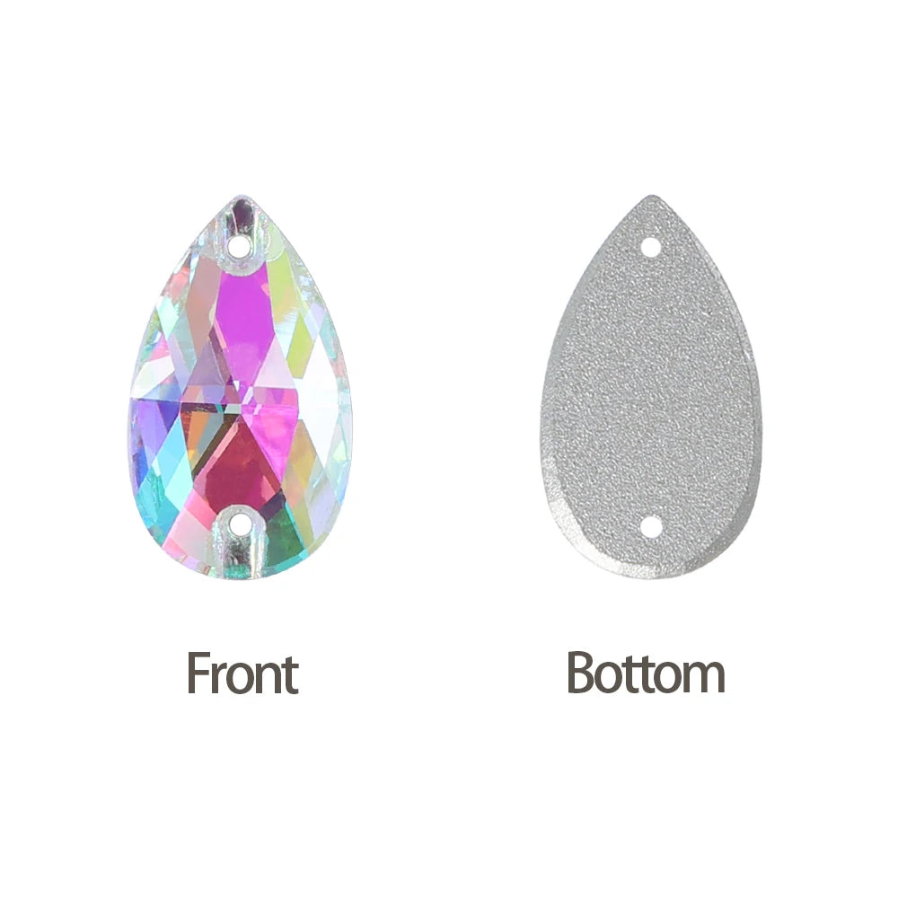 Hot Selling QIYI Brand 55 Colors Multi Size Multi Shape High Quality Flat Back Drop Sew-on Glass Crystal Rhinestones 16 Facets