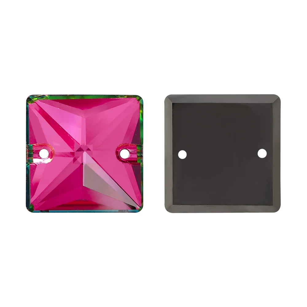 Wholesale Custom Square Sew-on Loose Rhinestones 5A Quality Crystal FlatBack 2 Holes 12 Facets Sewing Bling Decoration
