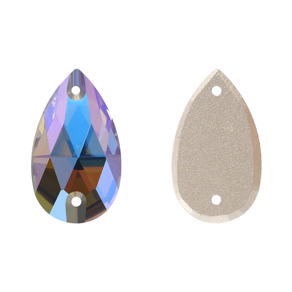 QIYI New Product Explosion Shimmer Sew on Pure Hard Glass Crystal Rhinestones 7*12mm/10*14mm/11*18mm/13*22mm/17*28mm for Garment