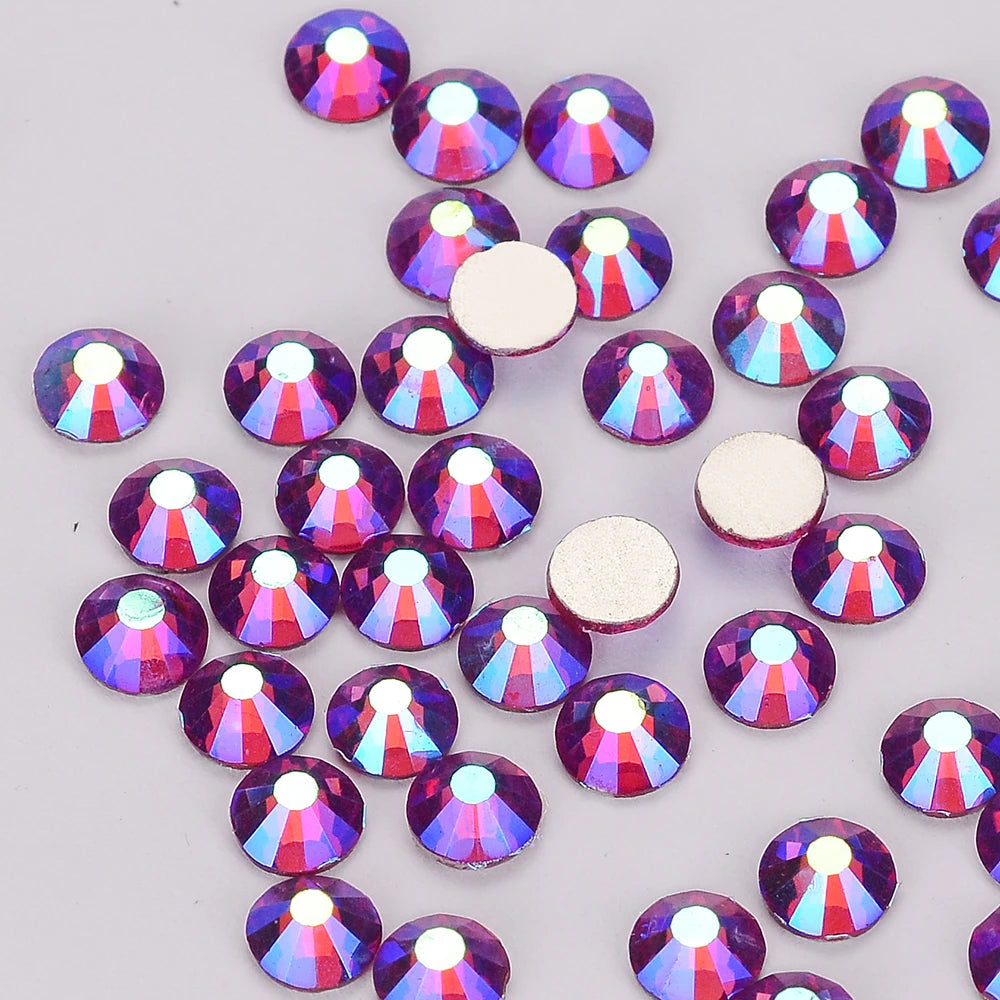 Customized Rhinestone Supplier Glass Crystals Nail Art Rhinestones SS10 Non Hot Fix Diamond AB Rhinestone Bling for Garment Nail