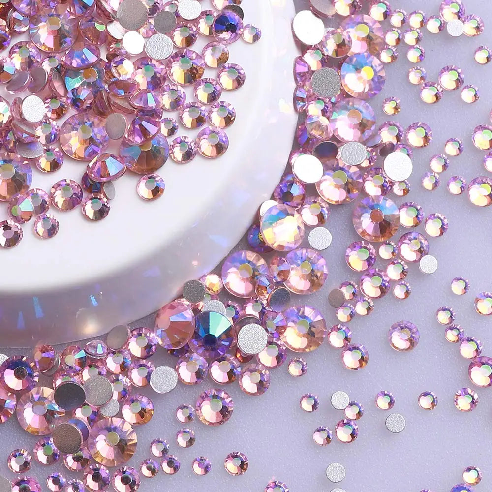 Factory Direct Wholesale Mix Size SS4-SS20 1440pcs/bag High Quality Colorful Glass Rhinestones Grade AAAAAA 12 Facets Flatback