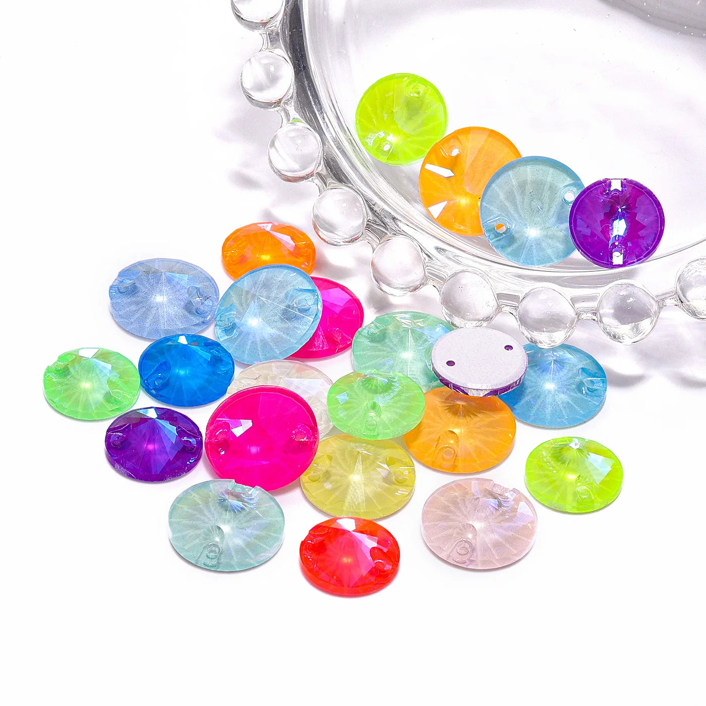 Top Quality Rivoli  80+ Colors Rhinestones Crystal AB Sew-on Rhinestones Glass Gems Clothing Flatback Sewing Stones for Women