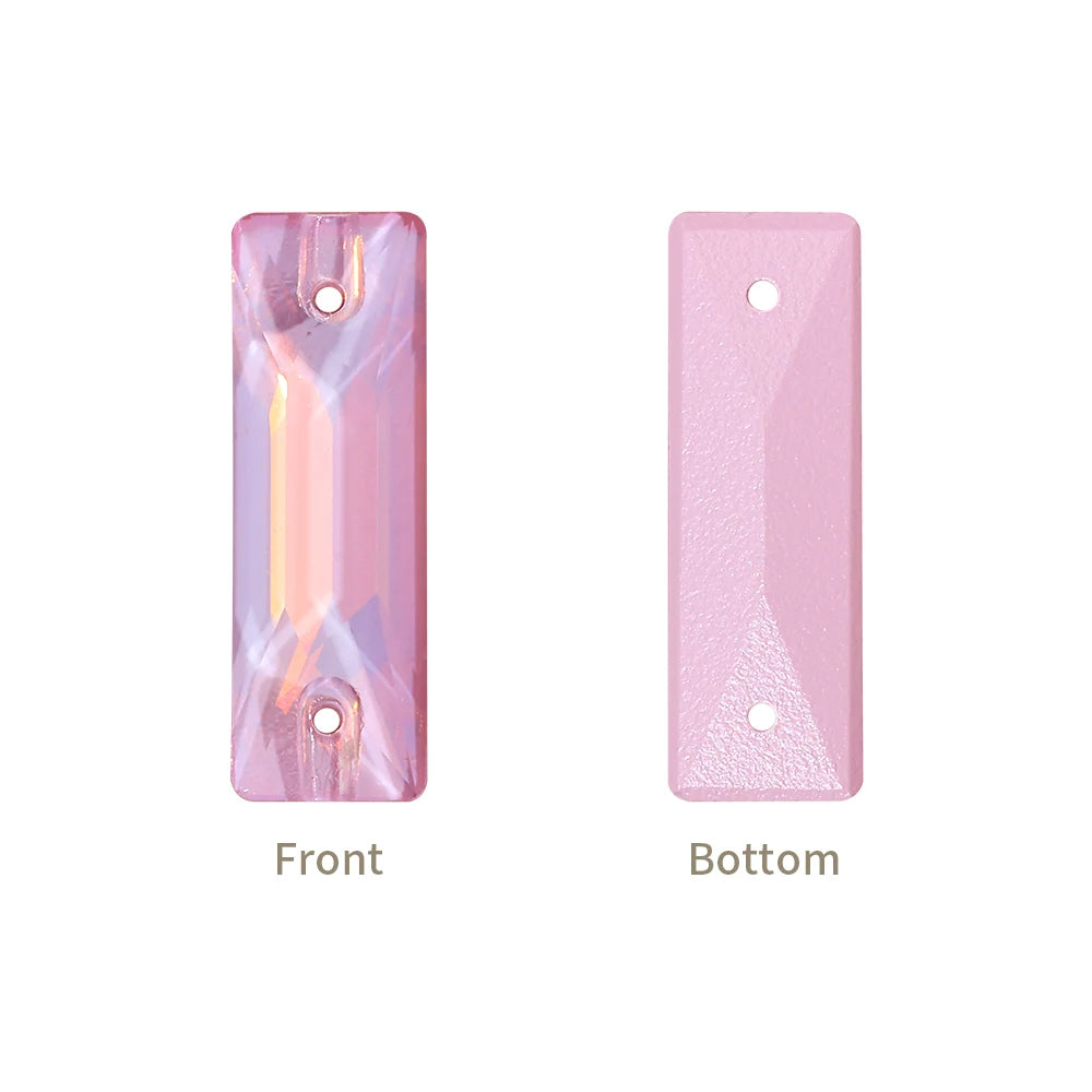 3255 New Arrival 14+ Different Colors and Size Long Strip Shape Flat Back Pure Hard Glass Crystal Sew-on Rhinestones for Garment