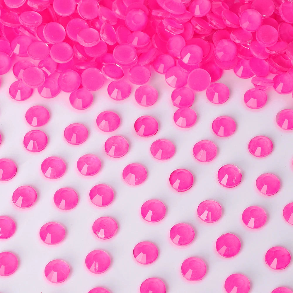 34Kinds Pink Color SS6-SS30 Crystal Rhinestones Bling Bling Glitter Glue on Rhinestones for Gymnastics Performance Clothing