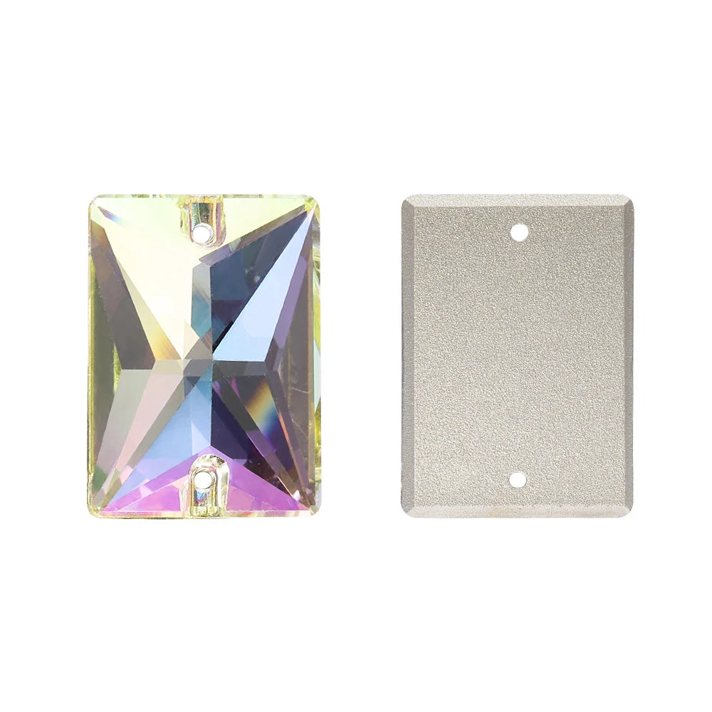 QIYI Multi Colors and Size Rectangle Sew-on Stone for Choice Clear Glass Flat Back Top Quality Sew on Rhinestones (3250)