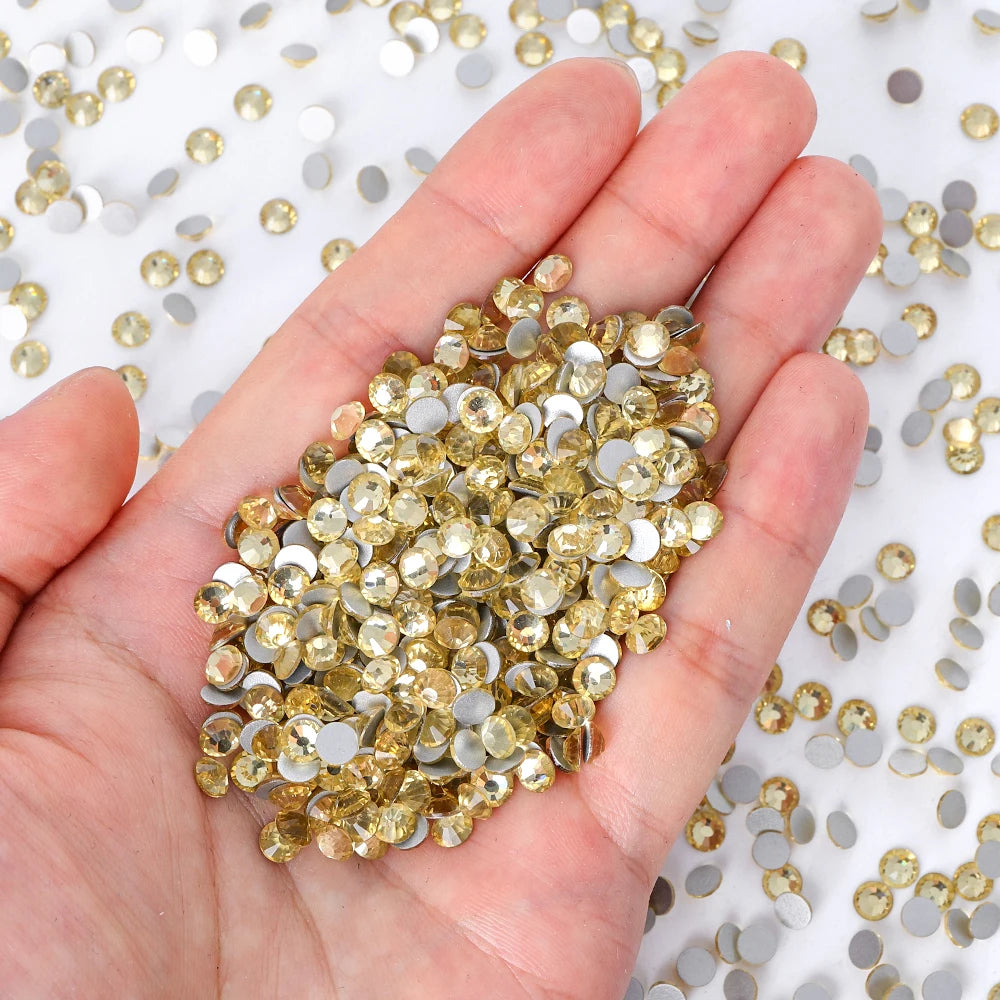 QIYI Wholesale 14400pcs Bulk Package Non Hotfix Rhinestones Glitter Bling Glue on Rhinestones for Accessories