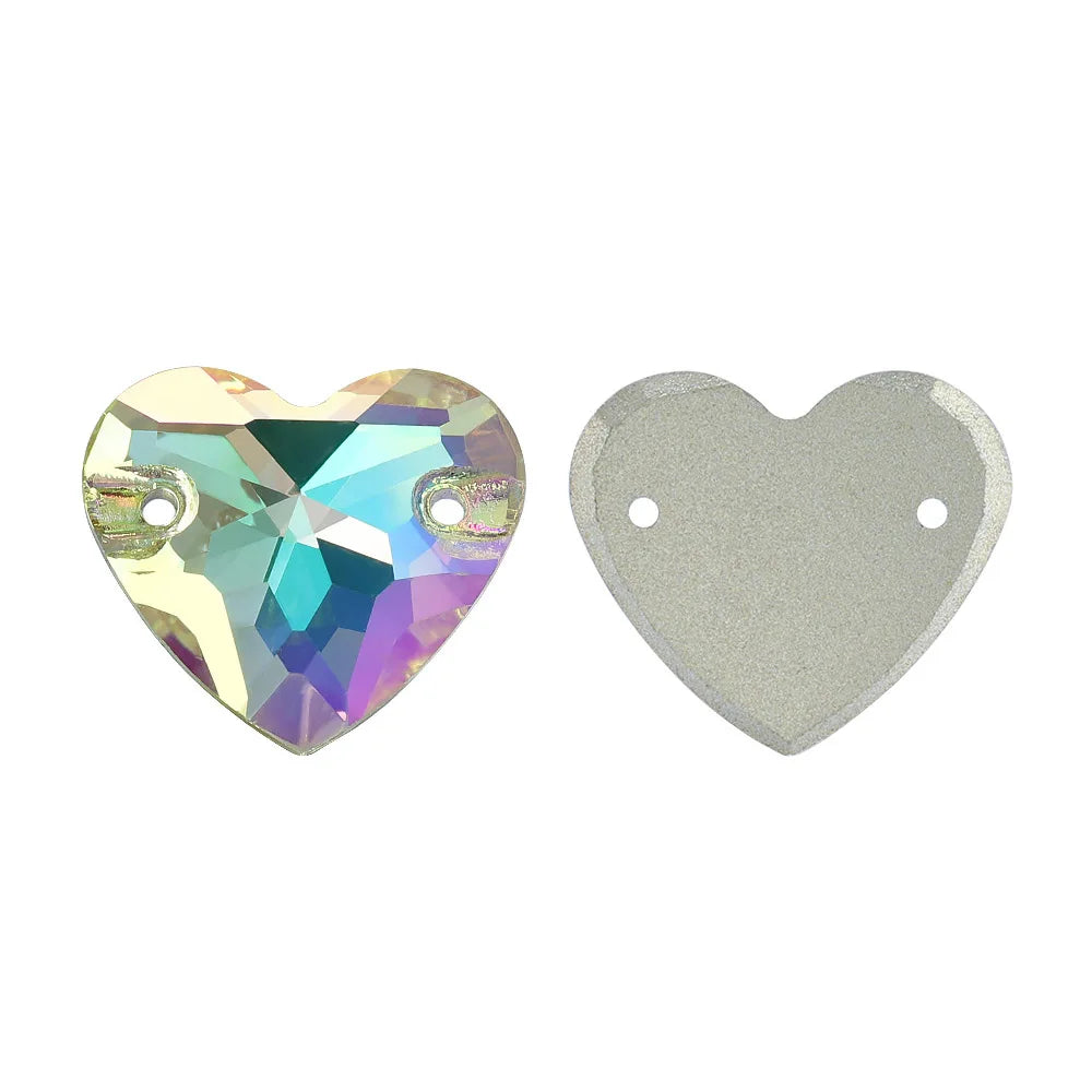 QIYI Factory Direct Wholesale Popular Fashion Design Bright Pure Versatile Minimalist Heart Shape Sew-on Rhinestones  3259