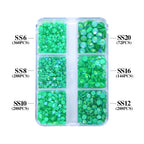 QIYI Wholesale Rhinestones Bulk 6 Grid Box Mocha SS6-SS20 Nail Charms Glass Crystal Manicure Accessories Nail Art