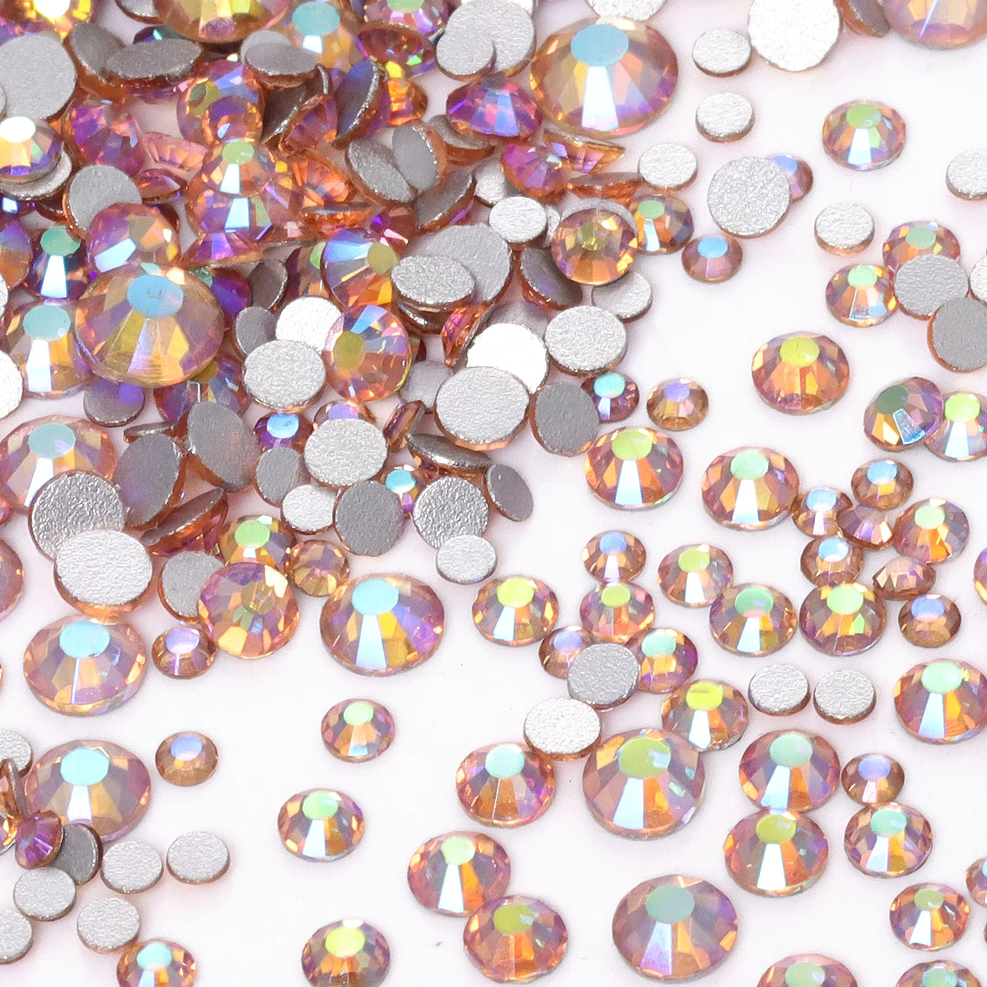 QIYI High Quality Glass Crystal AB Rhinestones  Mixed Size Ss3-ss20  Non Hotfix Flatback Crystal Rhinestones for Clothing Fabric