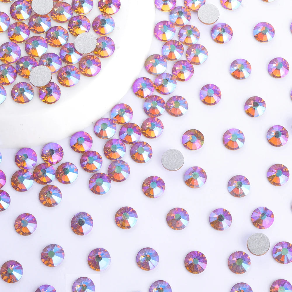 QIYI Wholesale 14400pcs Bulk Package Flatback Rhinestones Glitter Bling Glue on Luminous Rhinestones for Accessories