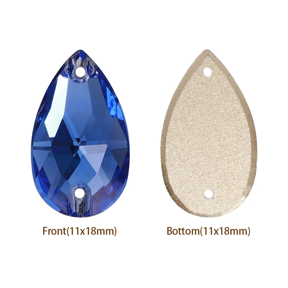 Hot Selling QIYI Brand 55 Colors Multi Size Multi Shape High Quality Flat Back Drop Sew-on Glass Crystal Rhinestones 16 Facets