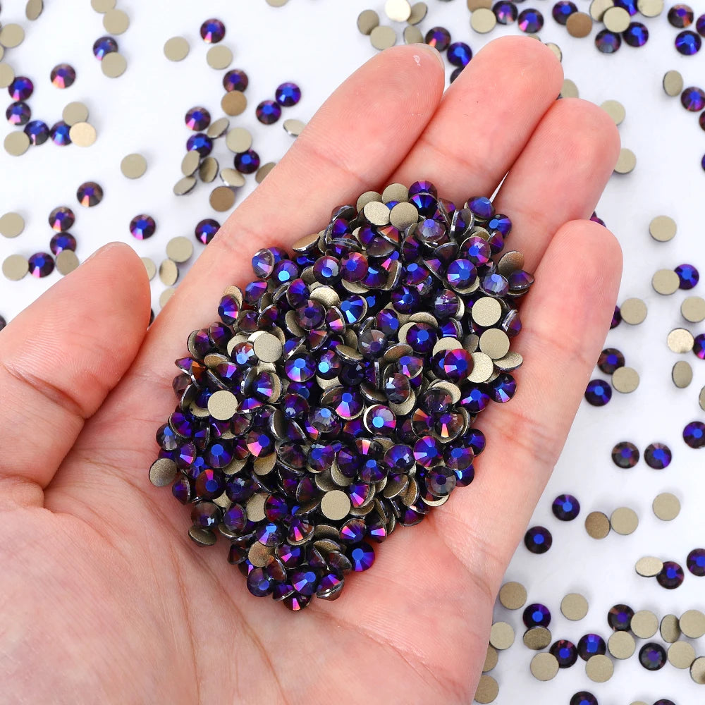 QIYI Wholesale Top Quality Non Hot Fix Strass Nail Stones Flatback Glass Crystal AB Rhinestone