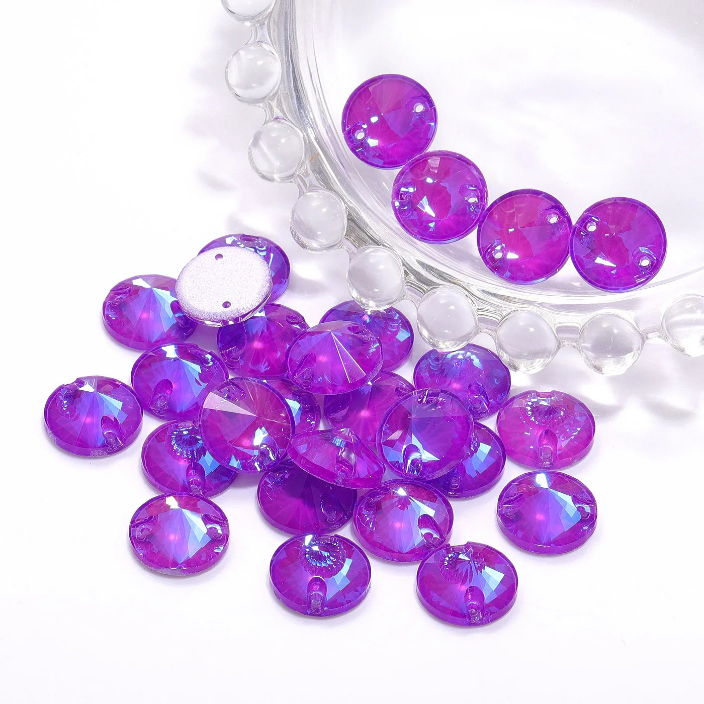 Wholesale Neon Rivoli Rhinestones 50 Colors Crystal  Sew-on Rhinestones Glass Clothing Flatback Sewing Stones for Women