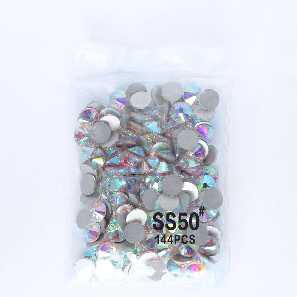 SS50 Rhinestone Big Size Wholesale Flat Back Rhinestone  Non Hotfix Flat Back Crystal  Glass Rhinestones for DIY Gym Clothing