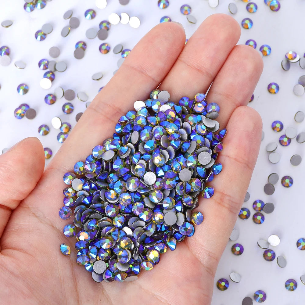 QIYI Wholesale 14400pcs Bulk Package Non Hotfix Rhinestones Glitter Bling Glue on Rhinestones for Accessories