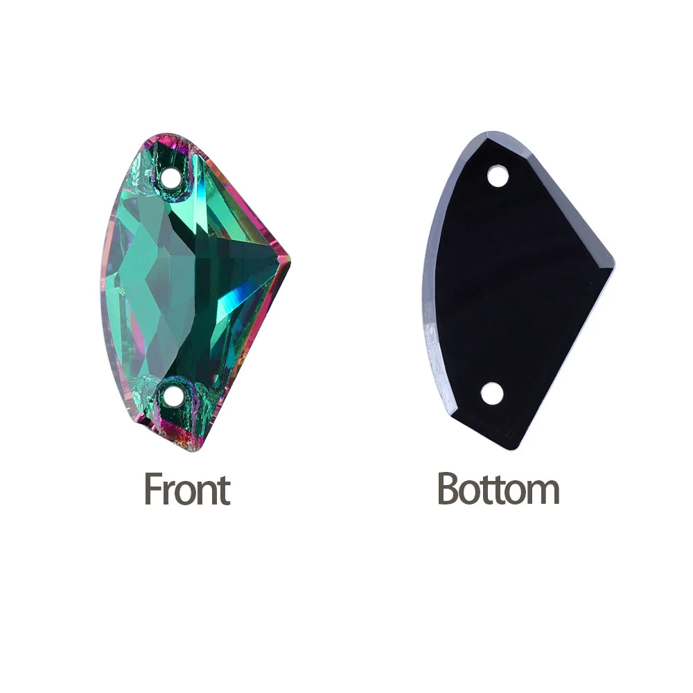 Factory Direct Wholesale Low MOQ Glass Crystal Galactic Sew-On Rhinestones With Two Holes for Garment Decoration 3256