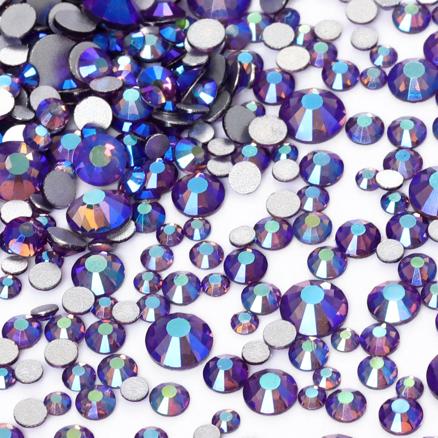 QIYI High Quality Glass Crystal AB Rhinestones  Mixed Size Ss3-ss20  Non Hotfix Flatback Crystal Rhinestones for Clothing Fabric