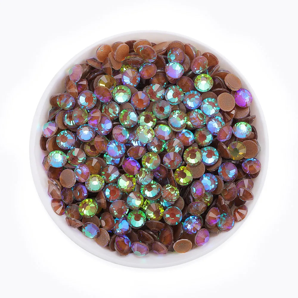 QIYI High Quality Silver Back Mocha Crystal Rhinestones Glass 16 Cut Non Hot Fix Crystal AB Rhinestones for Women Bikini