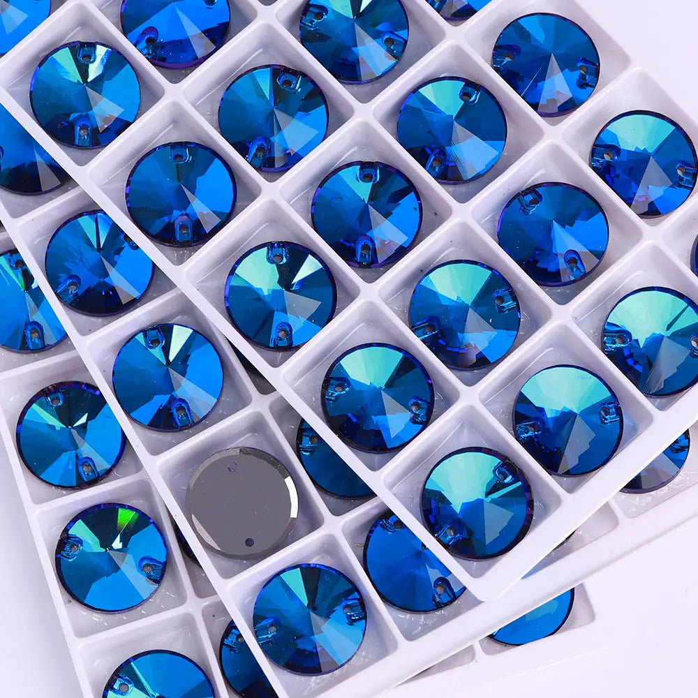 Wholesale Rivoli Rhinestones 55 Colors Crystal Strass AB Sew-on Rhinestones Glass Gems Clothing Flatback Sewing Stones for Women