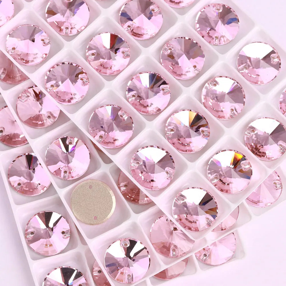 Ready to Ship Neon Rivoli Rhinestones 55 Colors Crystal  Sew-on Rhinestones Glass Clothing Flatback Sewing Stones for Women