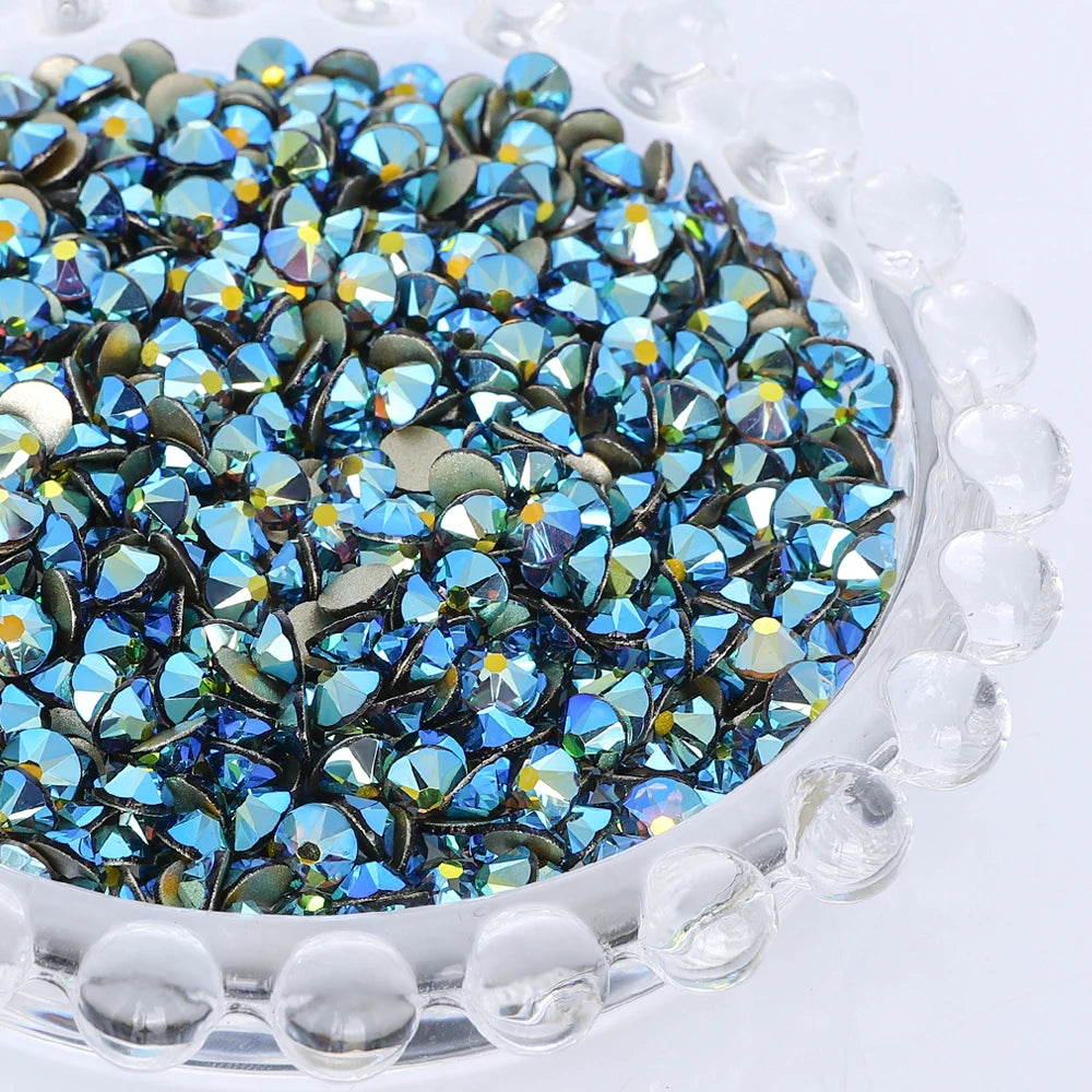 SS10-SS40 Colorful Non Hotfix Rhinestones Golden Base Flat Back Bling Glitter Glass Stones Crystal Strass Diamond for Nail
