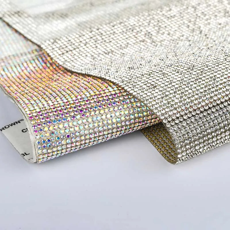 Fast Delivery 40*24cm Self-Adhesive Crystal Glass Rhinestone Sticker Sheet with Gum Diamond Ribbon Decoration