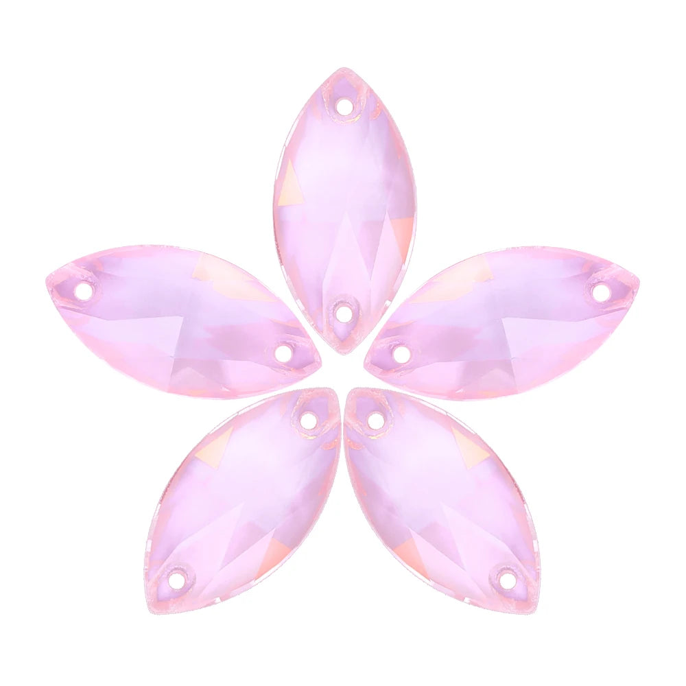 Wholesale Navette 55 Colors Shimmer Sew-on Rhinestones Horse Eye Glass Gems Clothing Flatback Sewing Stones for Jewelry Cloth
