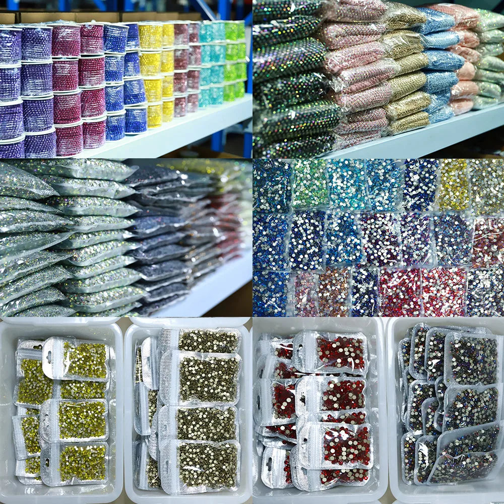Crystals Wholesale Bulk Crystal AB Golden Base Flatback Rhinestones SS3-SS34 Non Hotfix Strass Glue on Nail Art Decoration