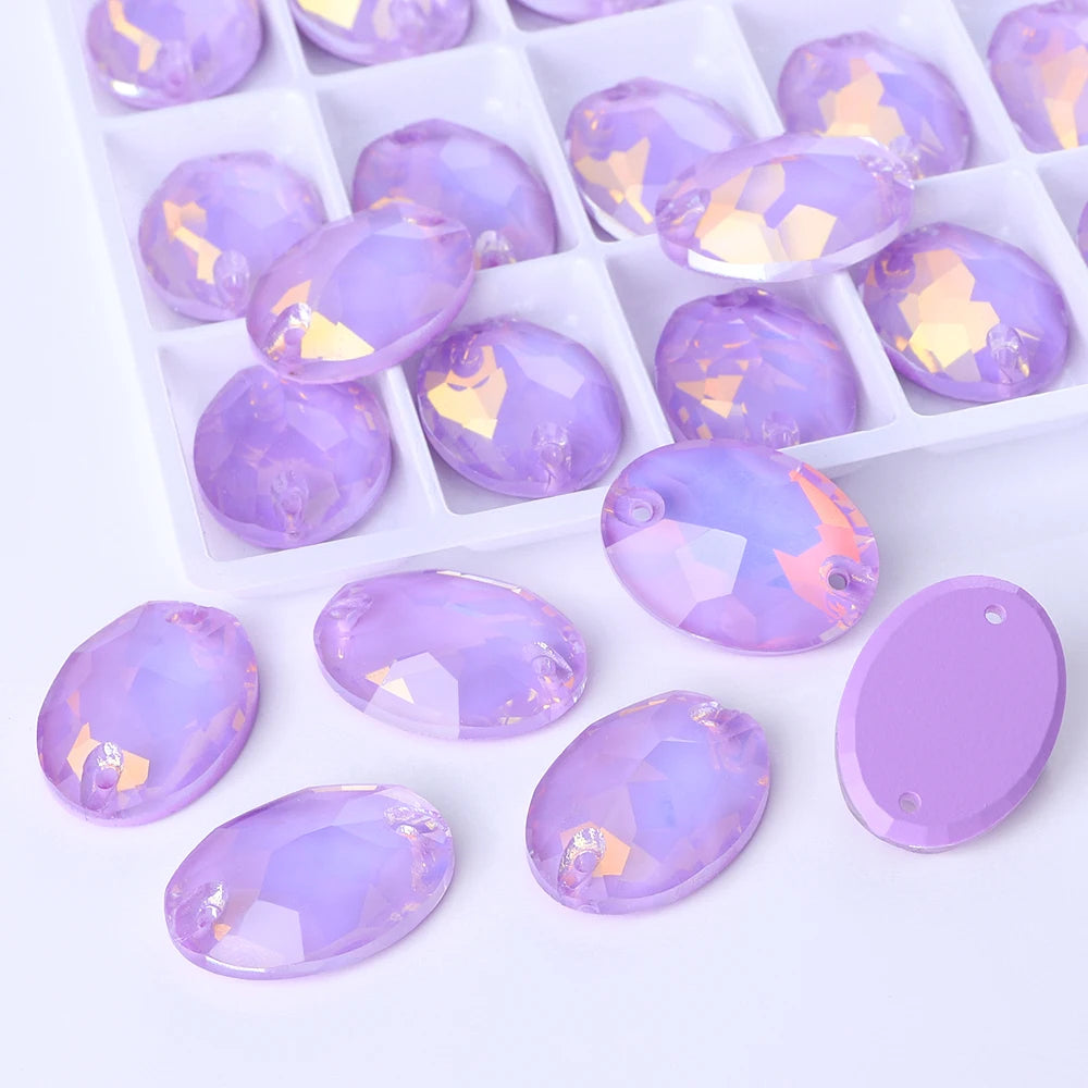 QIYI Oval Crystal Sew-on Rhinestones Flat Back K9 Glass Sew on Stones Garment Beads Clothing Sewing Accessories