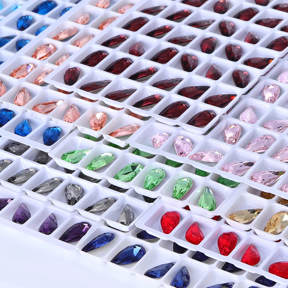 New Arrival Tear Drop Shape K9 Glass Grade AAAAAA Fancy Shape Sparkling Bright Shining Point Back Loose Customized Rhinestones