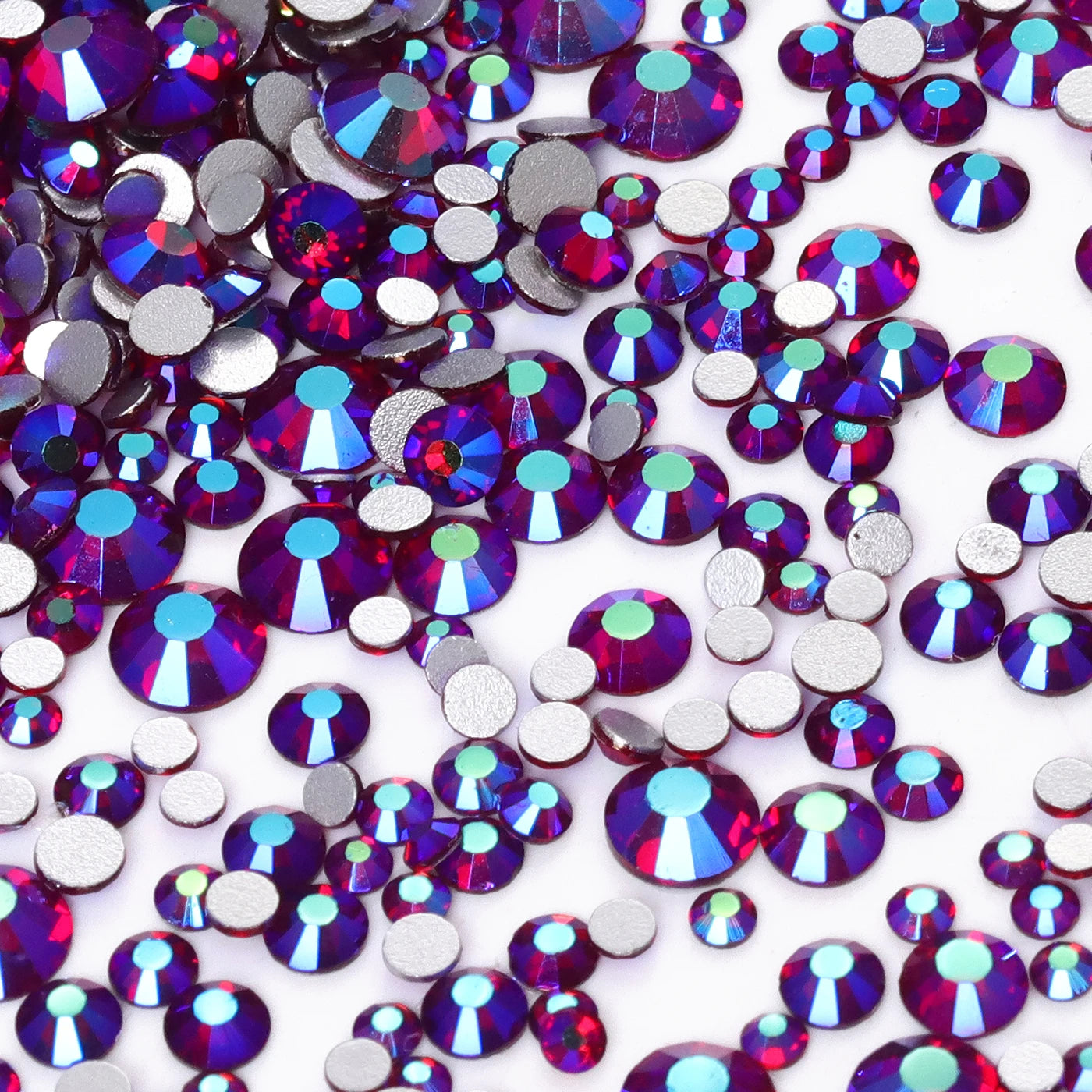 QIYI High Quality Glass Crystal AB Rhinestones  Mixed Size Ss3-ss20  Non Hotfix Flatback Crystal Rhinestones for Clothing Fabric