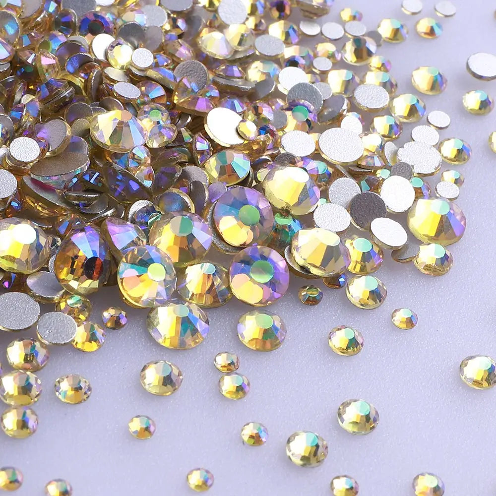 Wholesale Rhinestones 200 Colors 1440pcs  Mix Size Glue on Glass Flat Back Rhinestone Bulk Glass Rhinestone Crystal for Garment
