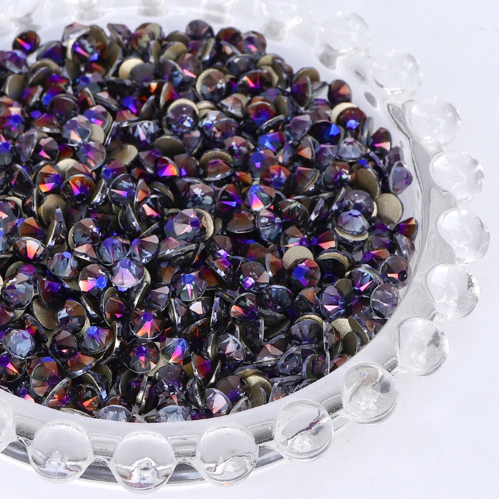 SS10-SS40 Colorful Non Hotfix Rhinestones Golden Base Flat Back Bling Glitter Glass Stones Crystal Strass Diamond for Nail