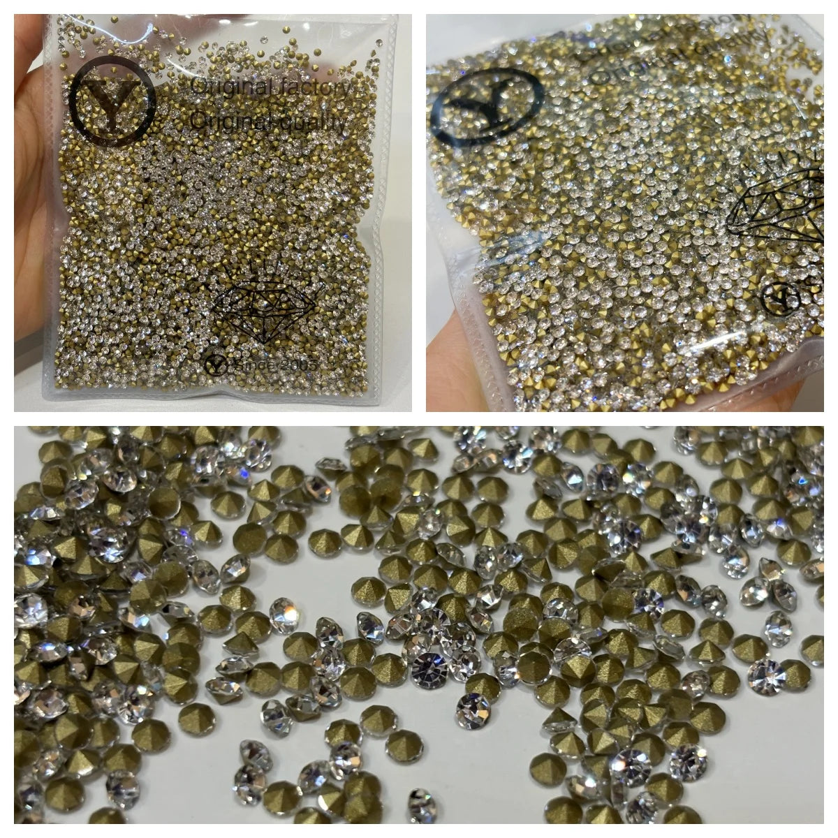 SS8 SS12 Rhinestone Factory Wholesale Point Back Glass Crystal Chaton Rhinestone Nail Art DIY Decoration Materials