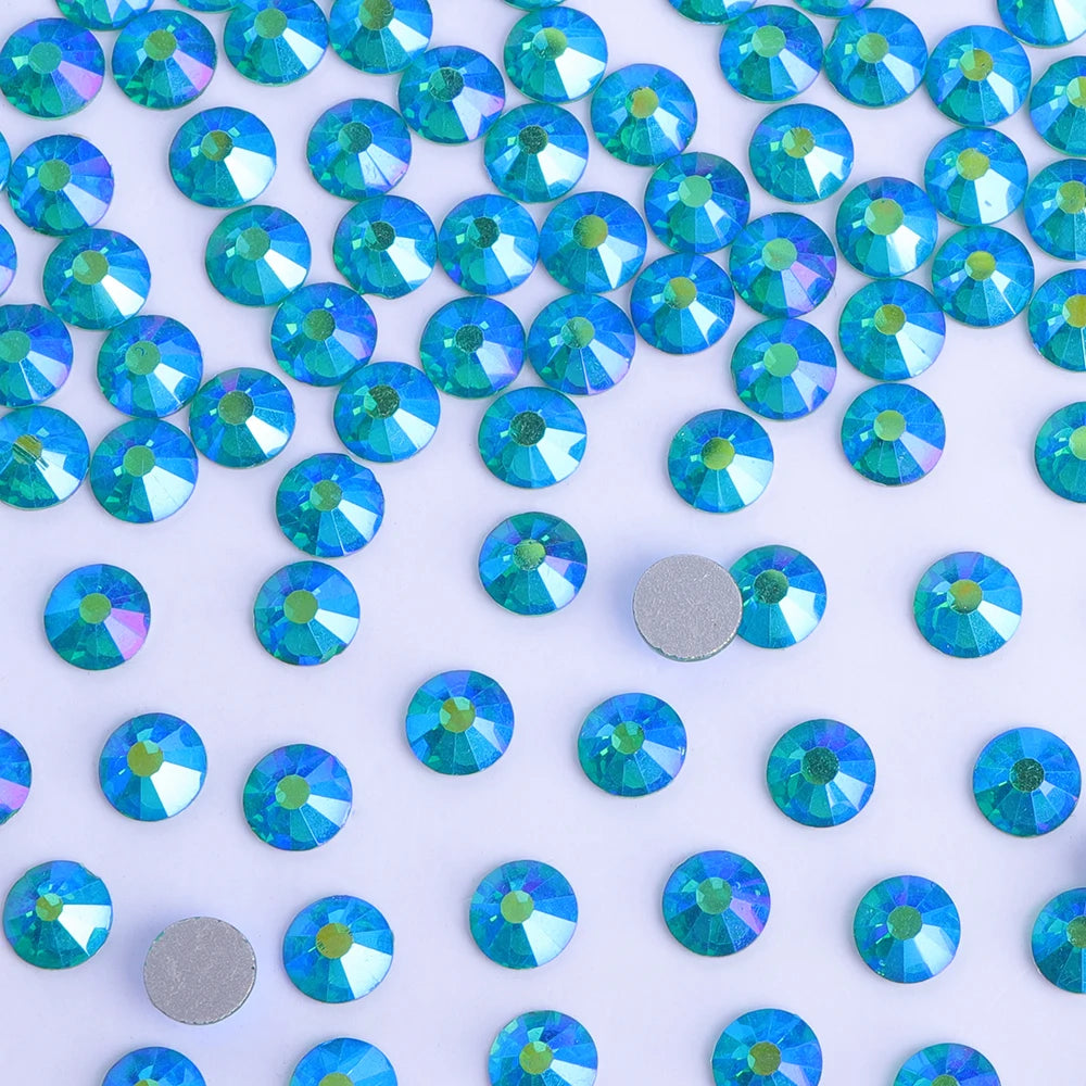 30 Kinds Green Rhinestone New Colors Wholesale Rhinestone Non Hotfix Flat Back Crystal Glass  for GYM Clothing