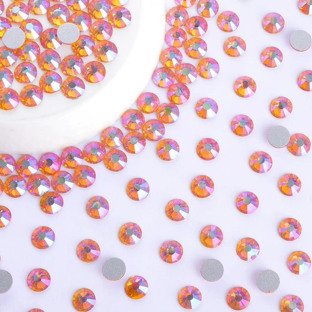 QIYI Wholesale 14400pcs Bulk Package Flatback Rhinestones Glitter Bling Glue on Luminous Rhinestones for Accessories