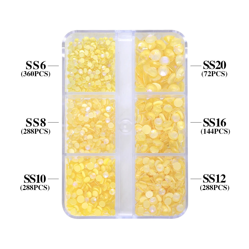 QIYI Wholesale Rhinestones Bulk 6 Grid Box Mocha SS6-SS20 Nail Charms Glass Crystal Manicure Accessories Nail Art