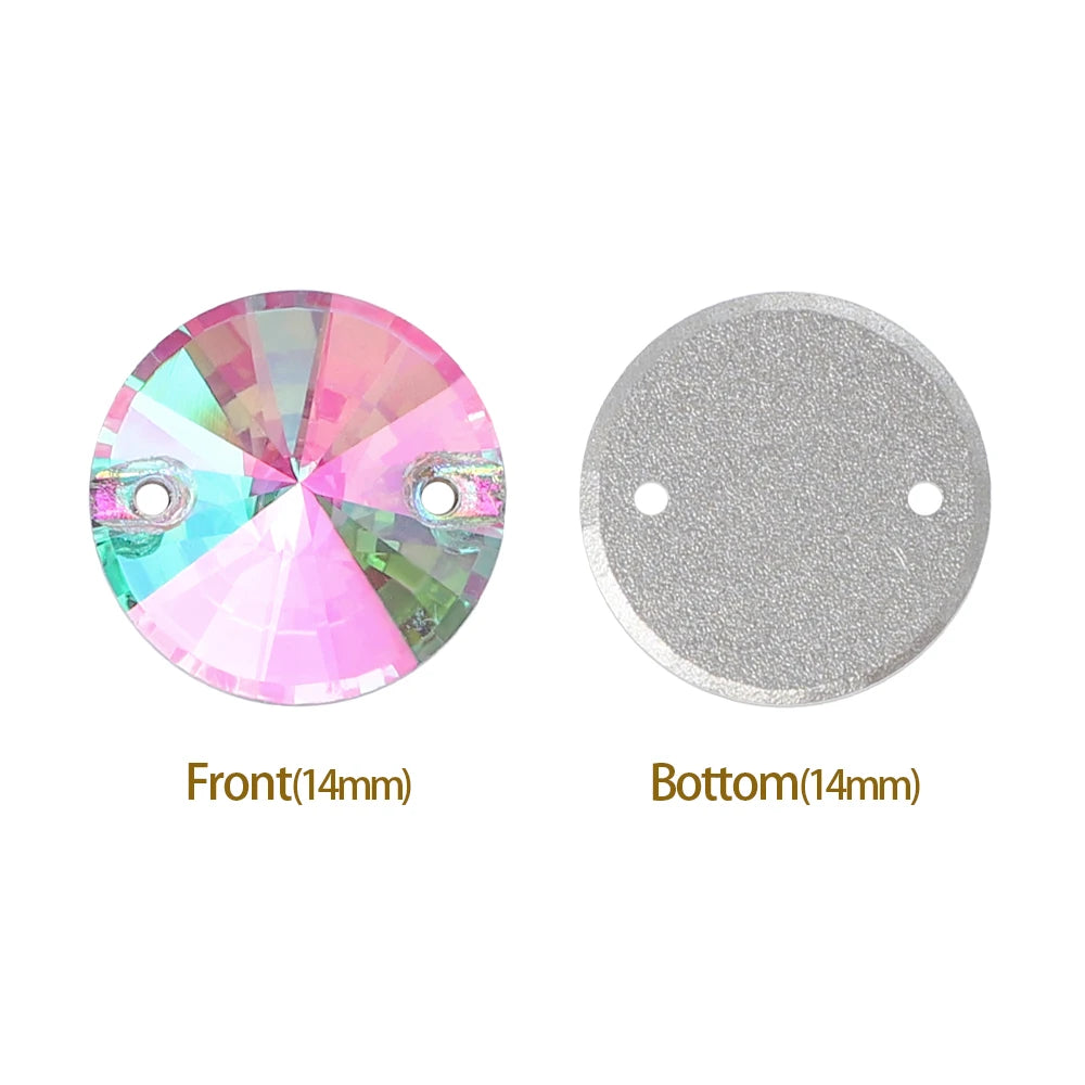 3200 QIYI Innovative Design Top Quality Rivoli Shape Flat Back Glass Crystal Sew on Rhinestones for Designer Garment Decoration