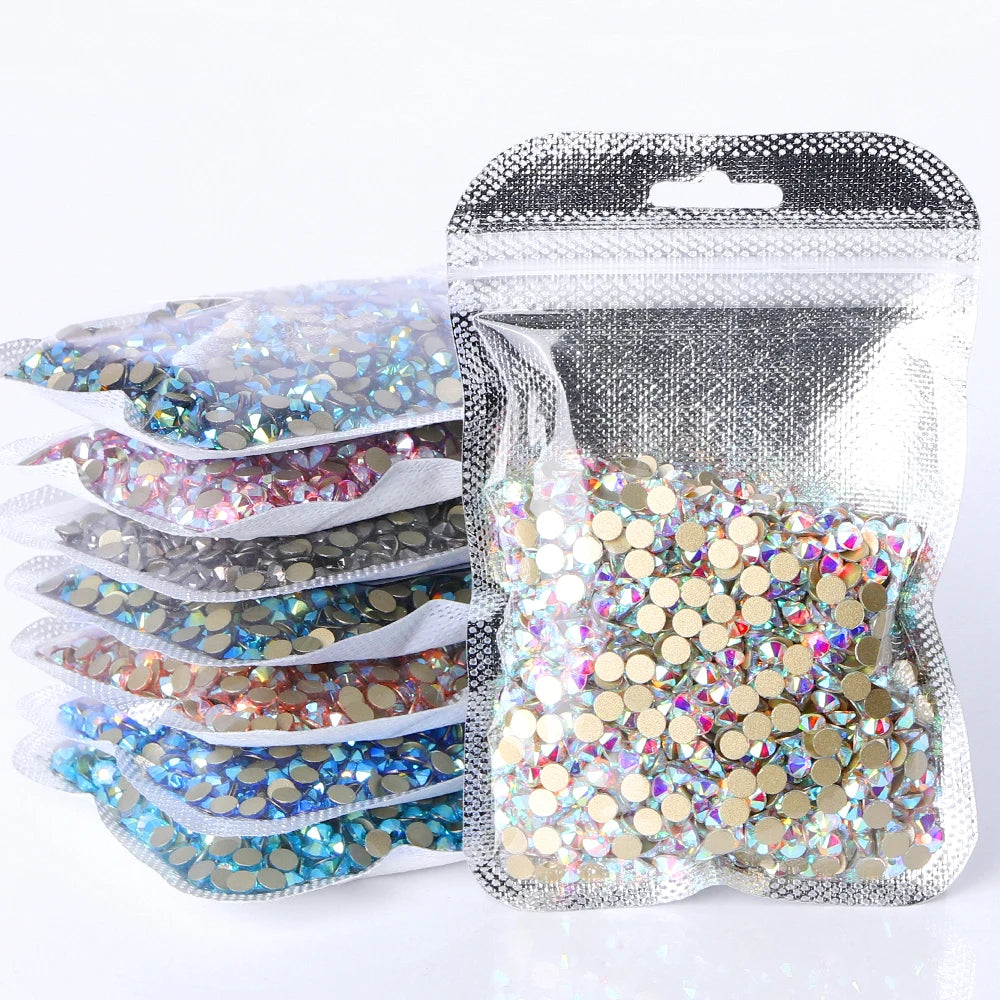 Top Quality 2088 Crystal Glass Rhinestones 16 Cut Facets Round Flatback Diamond Strass AB in Bulk Stones for Cloth Tumbler