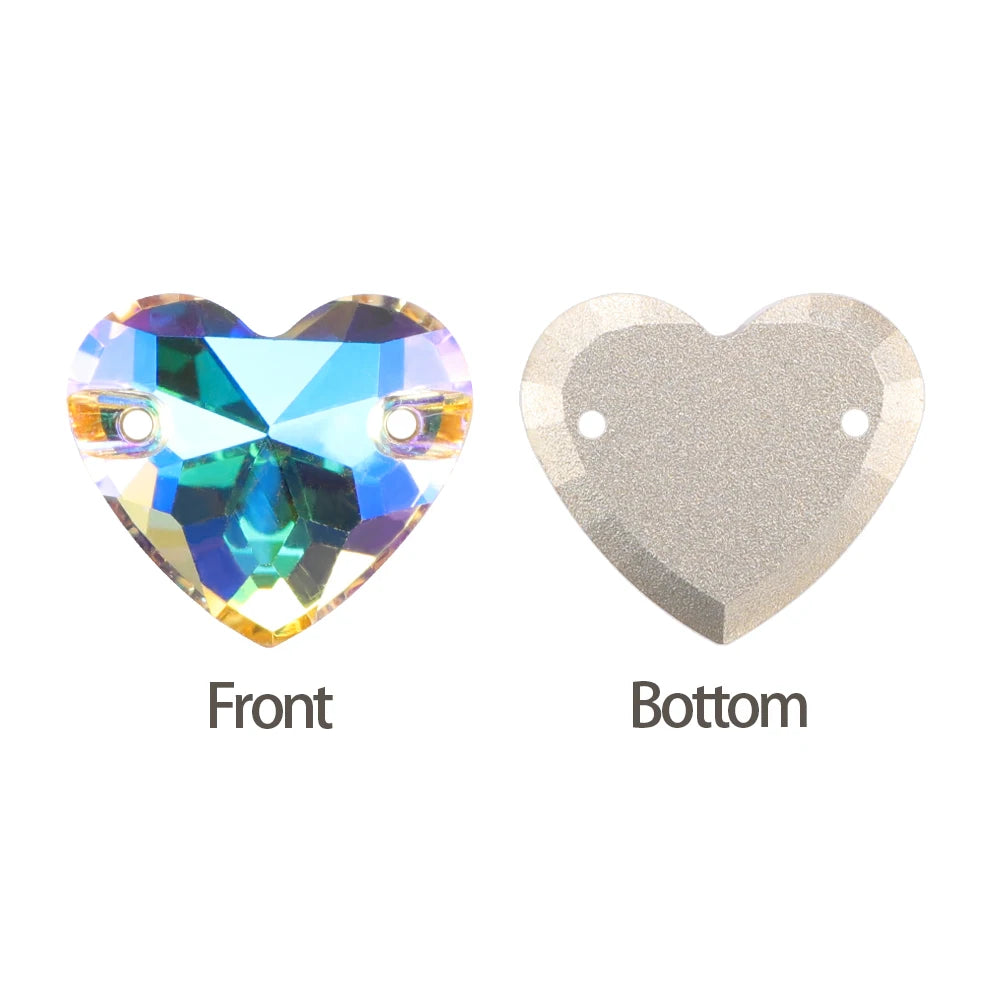 QIYI Factory Direct Wholesale Popular Fashion Design Bright Pure Versatile Minimalist Heart Shape Sew-on Rhinestones  3259