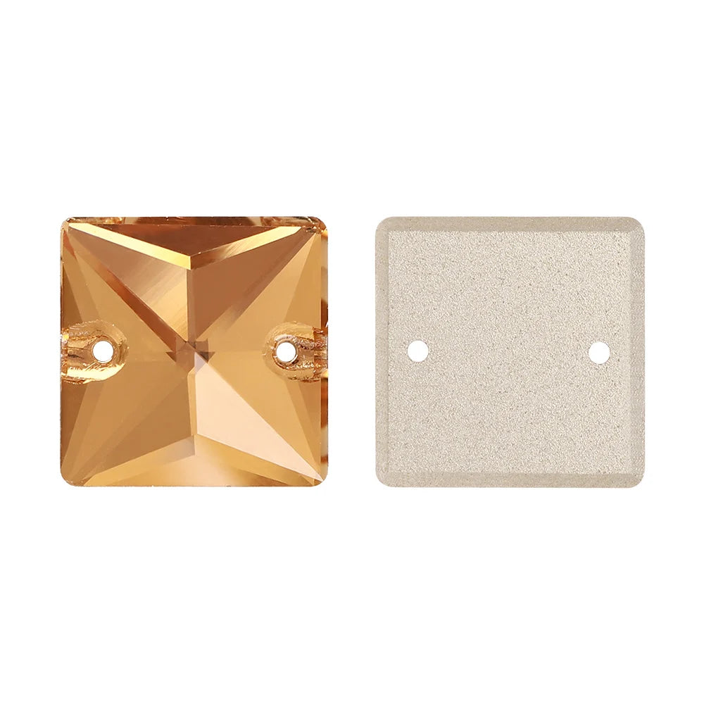 Wholesale Custom Square Sew-on Loose Rhinestones 5A Quality Crystal FlatBack 2 Holes 12 Facets Sewing Bling Decoration