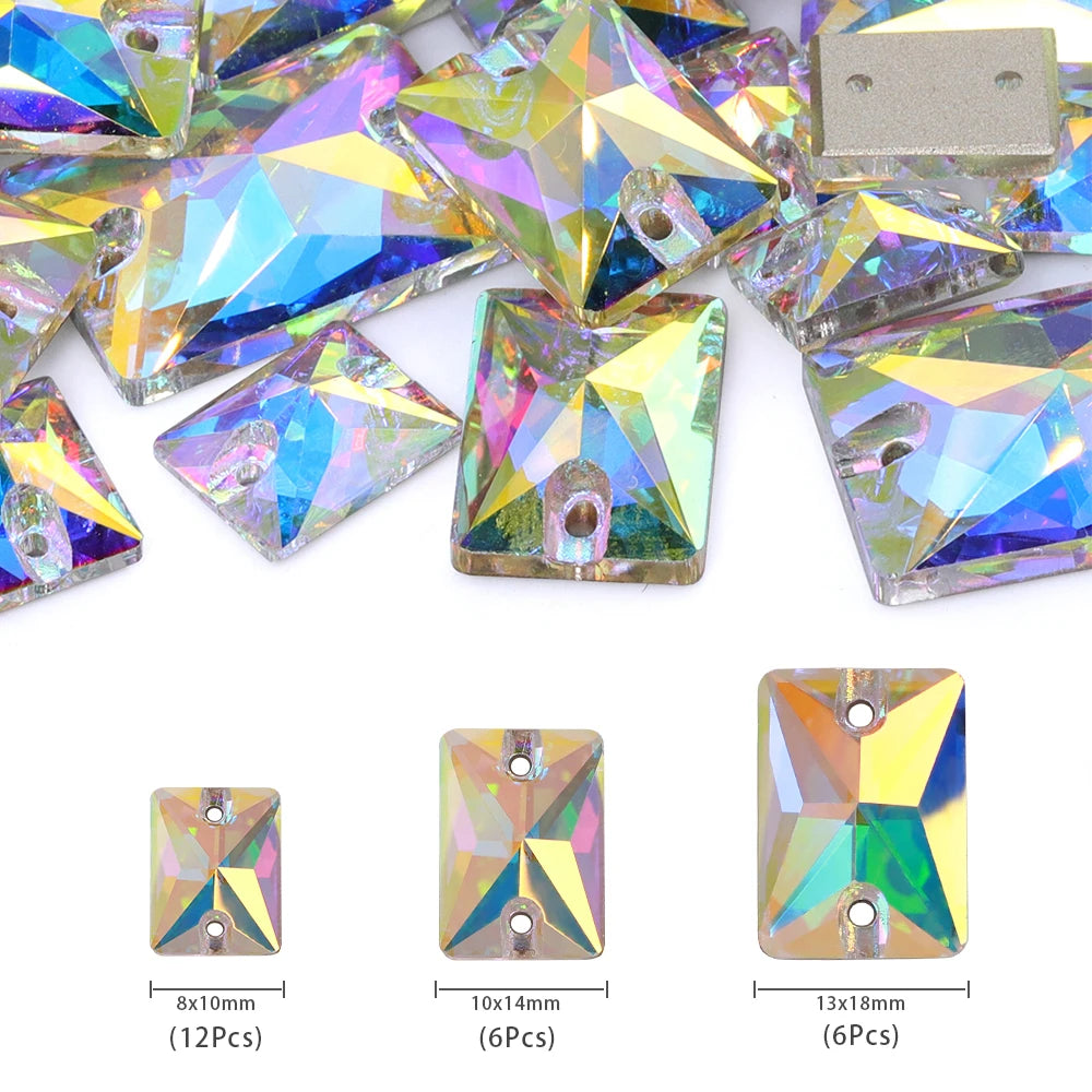 QIYI Mixed Size Packing Crystal AB Colors Different Shape High Quality Glass Crystal Rhinestones for Garment Accessories