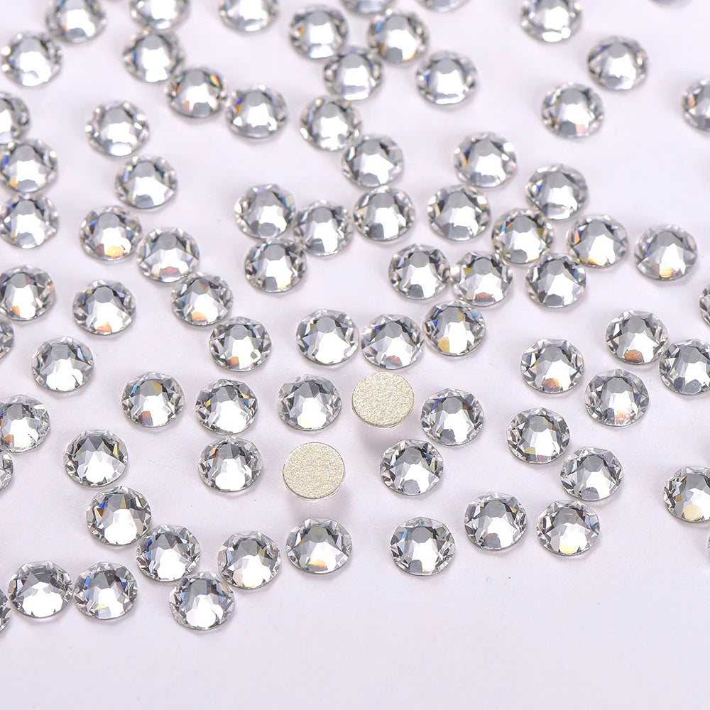 14400PCS  2088 Flatback Non Hotfix Rhinestones 16 Cut Facets Glass Crystal Round Diamond Strass Rhinestone Bulk for Dress