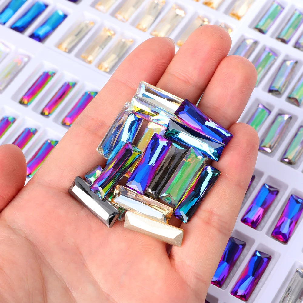 Factory Direct Wholesale New Product Explosion K9 Glass Crystal Rectangle Bling Bright Shining Rhinestones DIY Decoration Grade